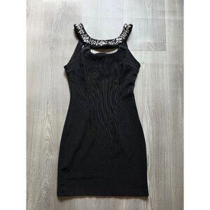 Embellished Black Dress With Rhinestones By Red Clover xs sm